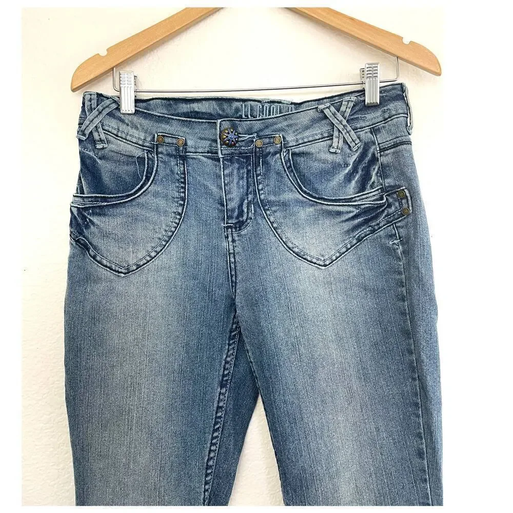 VTG‎ LL Cool J Women's Blue Flare Denim Jeans Sz 5 Y2K Retro Soft 90's